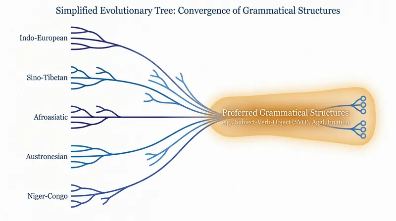 Bayesian spatiophylogenetic analysis demonstrates how unrelated languages repeatedly converge on similar grammatical solutions over time.