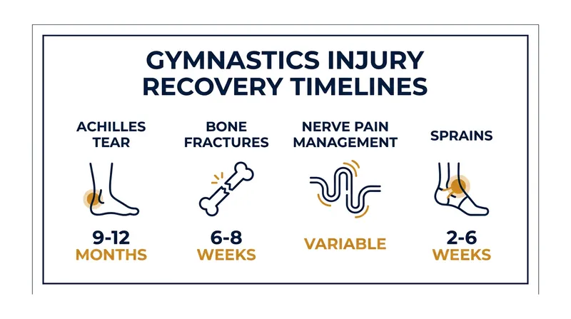Standard rehabilitation timelines for severe gymnastics injuries.