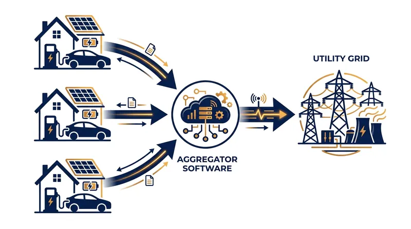 Virtual Power Plants aggregate thousands of individual EV batteries to act as a single, massive energy resource for the grid.