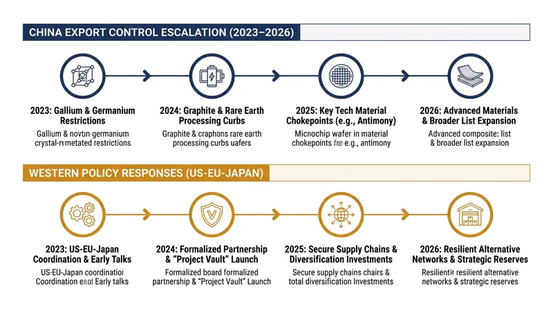 The timeline of geopolitical escalation and the resulting push for supply chain resilience.