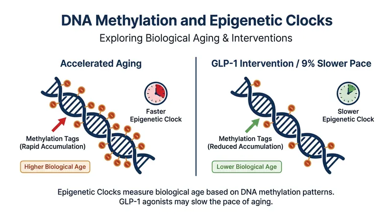 Epigenetic clocks measure the accumulation of chemical tags on DNA to estimate the biological age of cells.