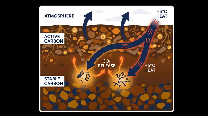 How sustained warming alters microbial behavior to unlock deep, stable carbon reserves.