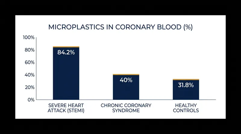 Microplastics were detected far more frequently in the coronary blood of severe heart attack patients.