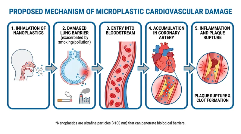 How environmental plastics may enter the bloodstream and trigger cardiovascular inflammation.