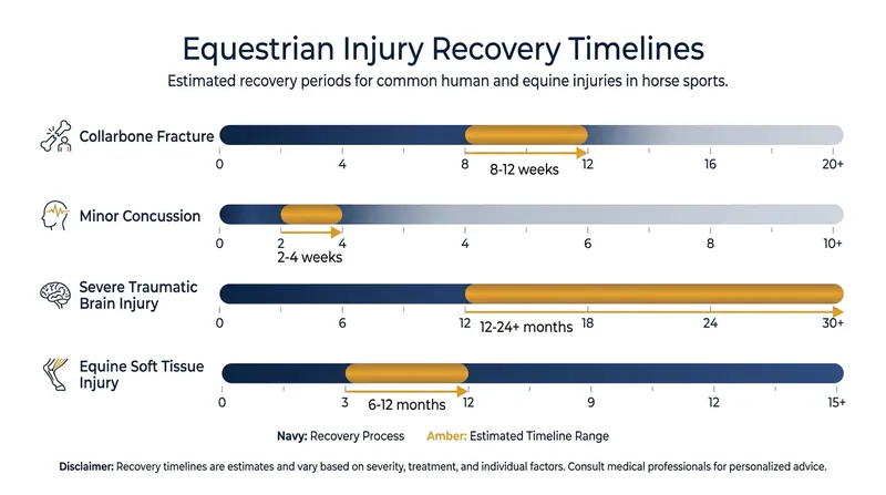 Typical recovery timelines for common human and equine injuries in the sport.