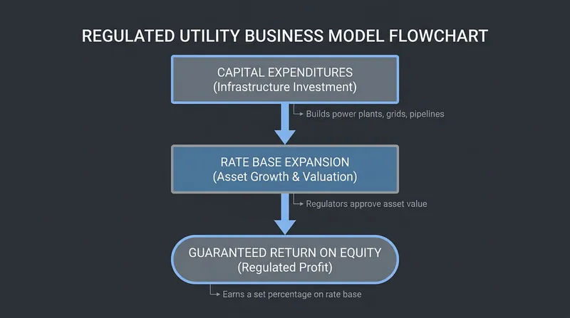 How regulated utilities generate profit through infrastructure investment.