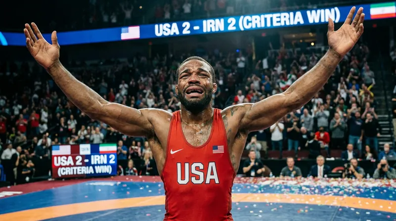 China's Feng Lu secured a dramatic last-second criteria victory in the 74kg semifinals to keep his gold medal hopes alive.