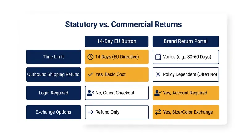 Shoppers will now navigate a dual-track system, choosing between strict legal rights and flexible commercial perks.