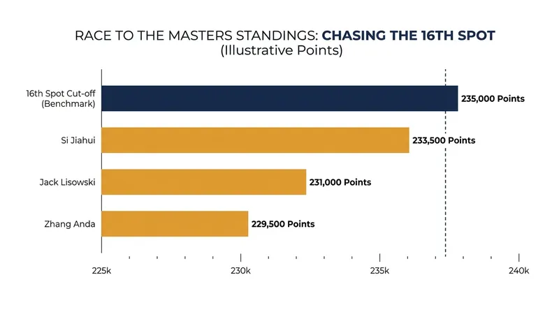 The points gap between 16th and 18th place is narrow enough to be overturned in a single ranking event.