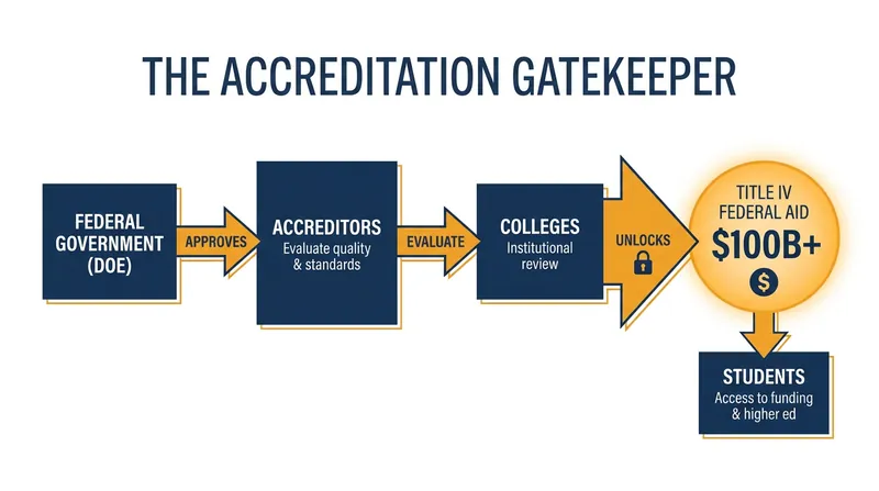 Accreditation serves as the mandatory gateway for universities to access federal student aid.