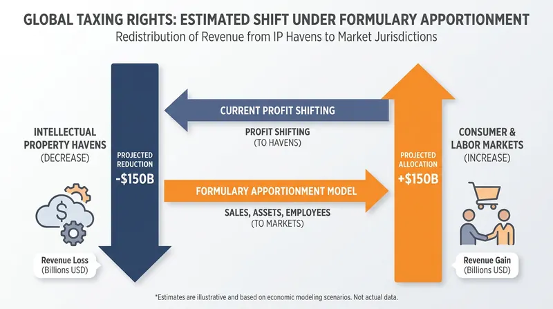 Formulary apportionment would shift billions in taxing rights to countries with physical economic activity.