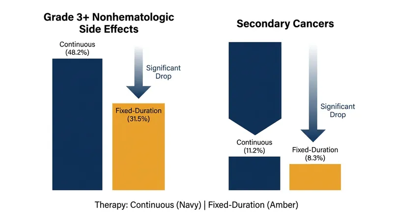 Stopping maintenance therapy at two years significantly reduced severe side effects and the risk of secondary cancers.