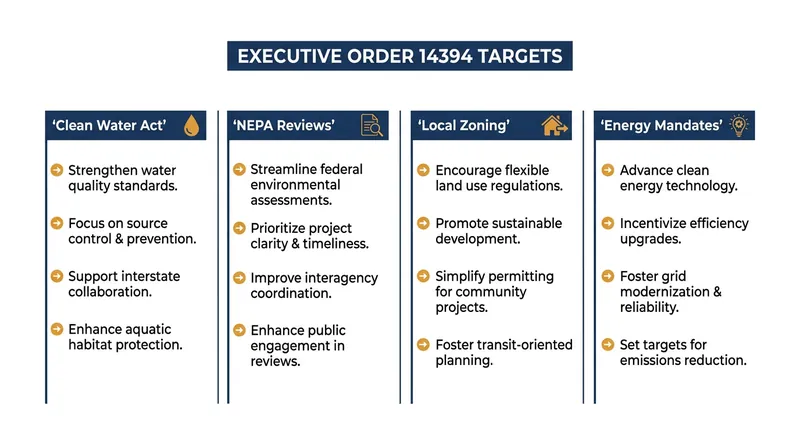 The four primary regulatory areas targeted by the White House directive.