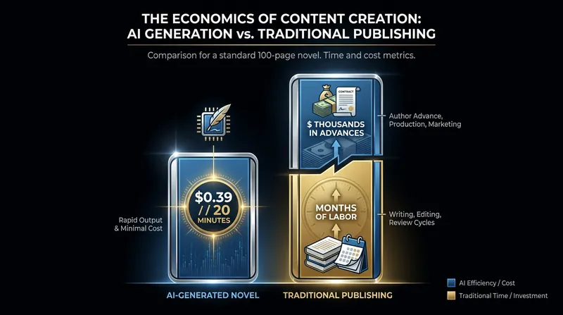 The lawsuit highlights the extreme cost disparity between human authorship and AI generation.