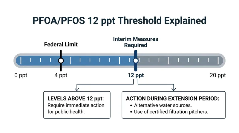 Systems granted an extension must implement interim safety measures if contamination exceeds 12 parts per trillion.