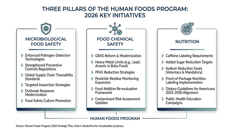 The Human Foods Program organizes its risk-management operations into three core pillars.