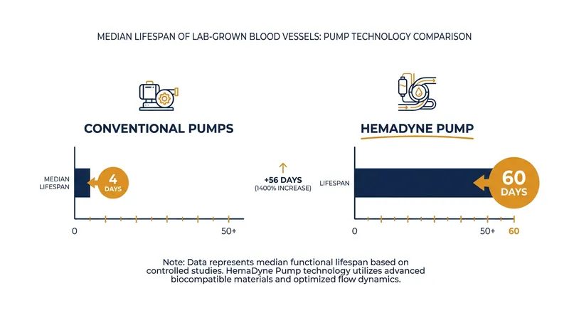 By providing stable, physiologically accurate blood flow, the new pump extends the viability of vessel-chips by over 1400%.