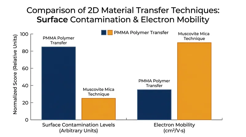 Mica-transferred materials show near-zero surface contamination, drastically improving their electrical performance.