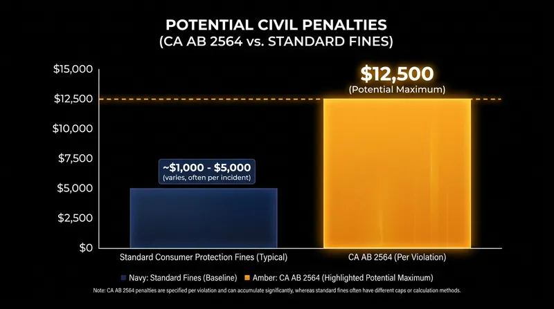 Retailers face steep financial penalties for each individual transaction that violates the surveillance pricing ban.
