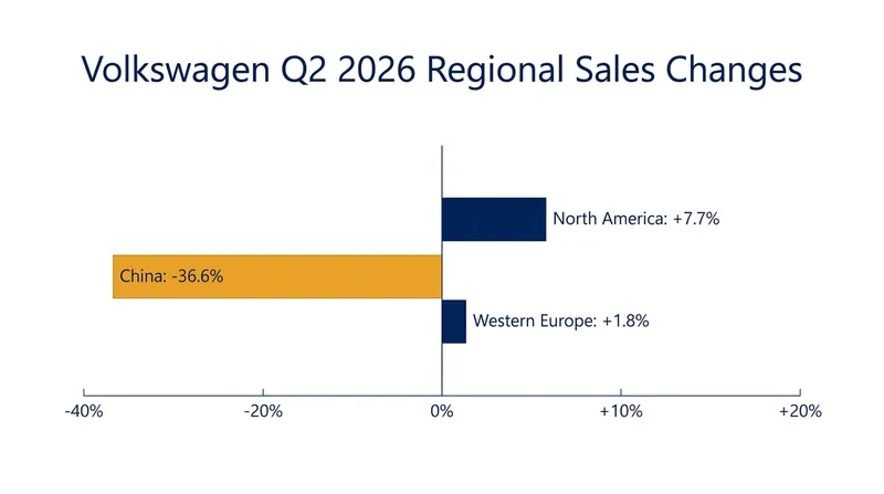 Volkswagen's second-quarter sales were dragged down by a massive contraction in the Chinese market.