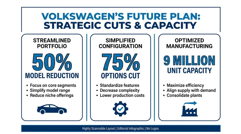 The automaker's revised strategy focuses on drastically reducing manufacturing complexity.