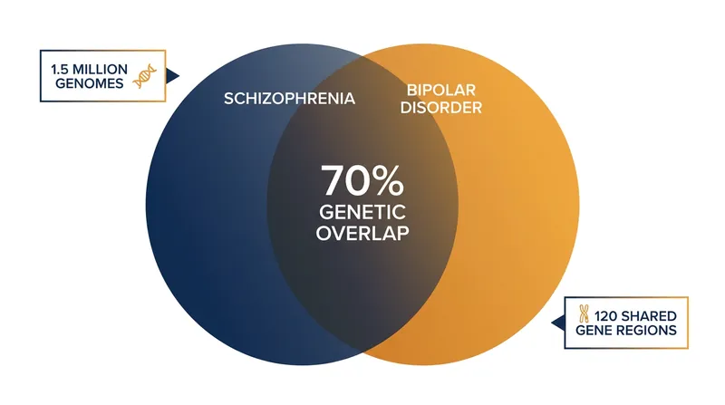 The study identified 120 specific gene regions that drive the risk for both conditions.