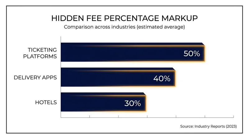 How much hidden fees inflate the final cost of purchases across key sectors.