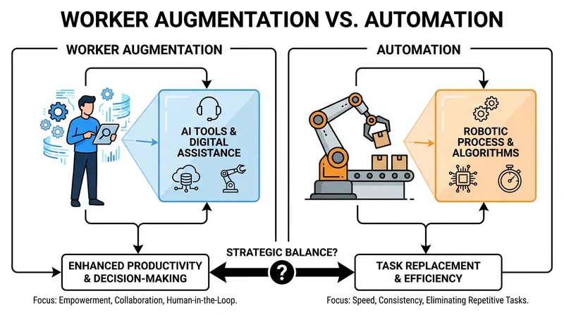 Data shows that 44 percent of AI-using firms augment their workers, while only 10 percent use the technology to replace tasks.