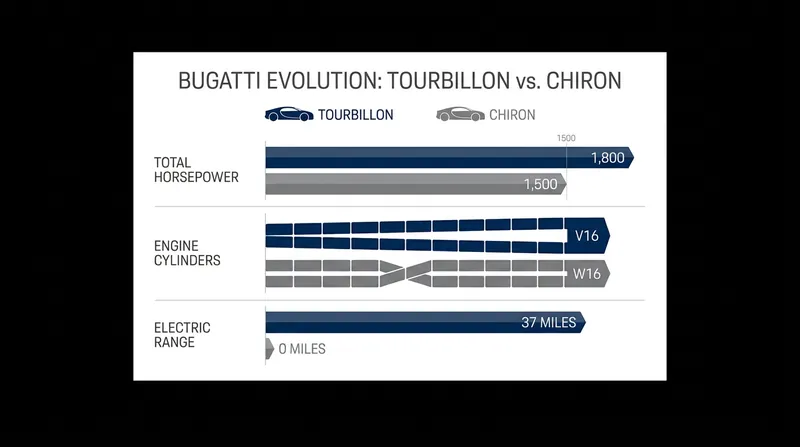 Despite adopting a naturally aspirated engine, the Tourbillon's hybrid system pushes its performance metrics well past the Chiron.