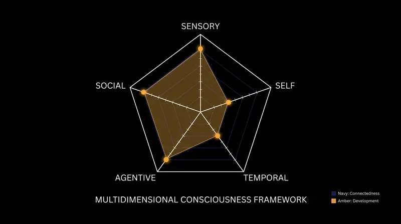 The multidimensional framework proposes that awareness is not a single threshold, but a spectrum across five distinct domains.