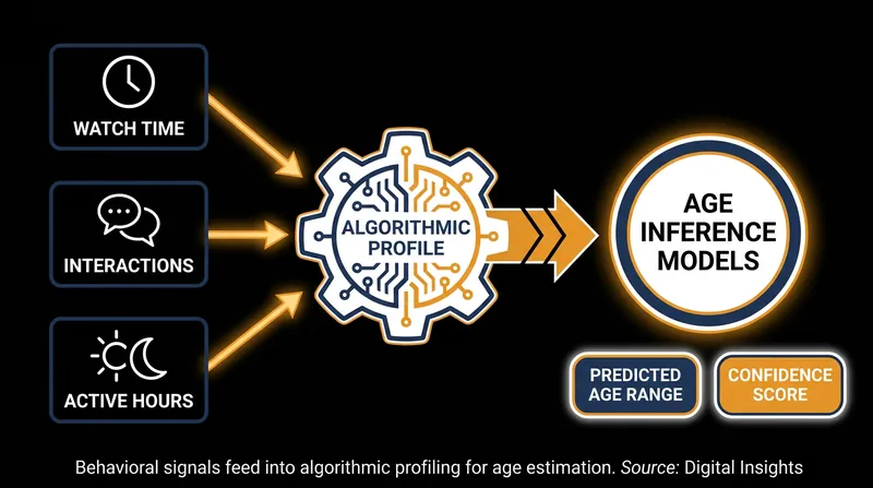Age inference models rely on behavioral signals rather than hard identification to estimate a user's age.