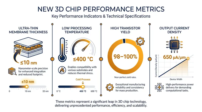 The monolithic 3D integration process delivers near-perfect yields and matches the performance of traditional silicon.