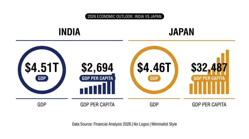 While India leads in aggregate projected GDP for 2026, Japan maintains a massive lead in per capita wealth.