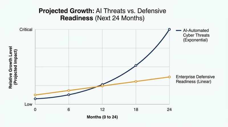 The widening gap between offensive AI capabilities and traditional defensive readiness.