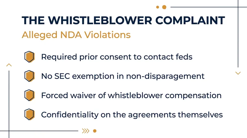 The specific NDA provisions challenged by the whistleblowers under SEC rules.