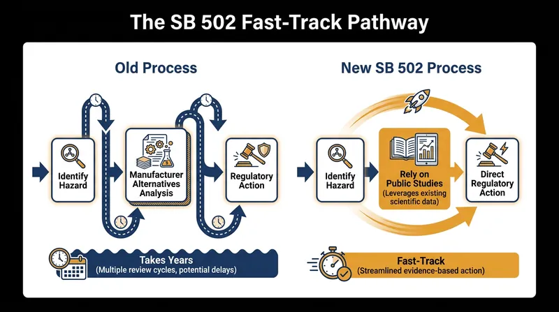 Senate Bill 502 allows California regulators to bypass lengthy manufacturer analyses when safer alternatives are already known.