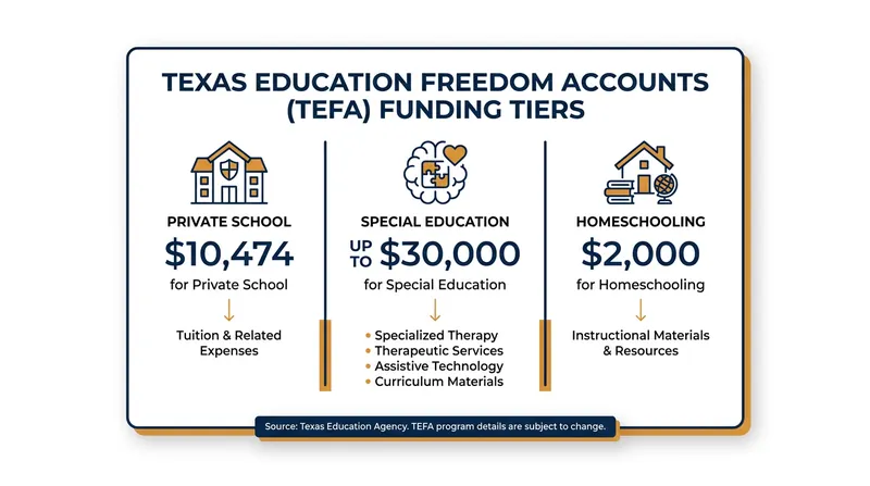 The state's new Education Savings Account program provides tiered funding based on a student's educational setting.