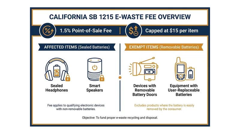 How the SB 1215 fee structure applies to common household electronics.