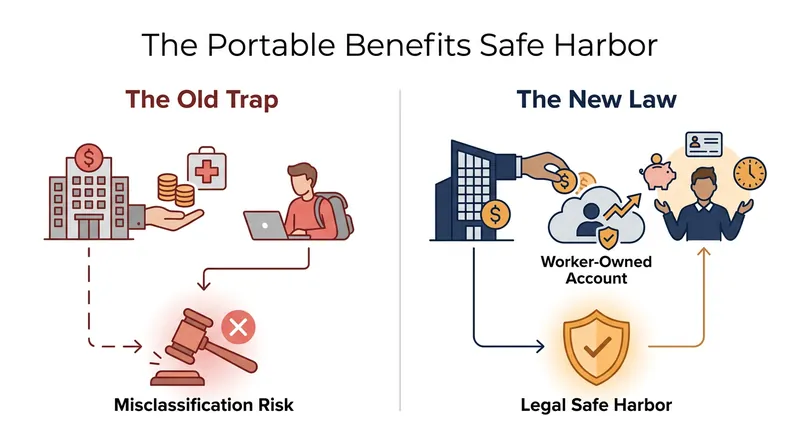 How Virginia's safe harbor protects companies that choose to contribute to a freelancer's benefits.