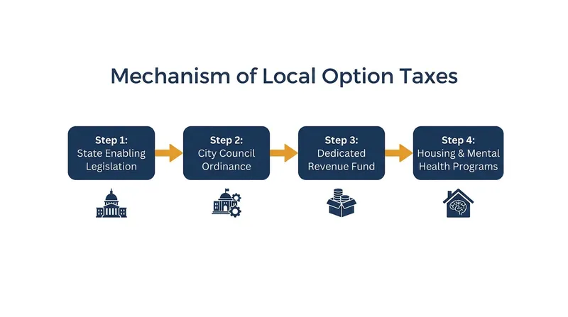 How state enabling legislation translates into local funding for housing and mental health.