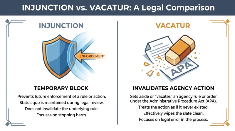 Plaintiffs are also utilizing the Administrative Procedure Act to seek 'vacatur,' which effectively erases a rule entirely.