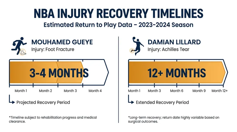 Projected recovery timelines for key NBA players currently sidelined.