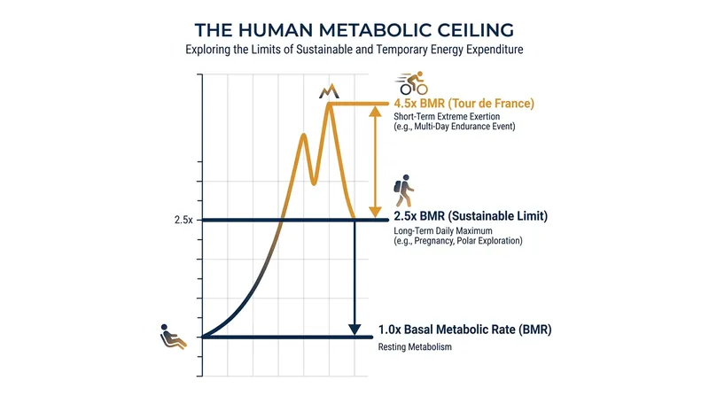 The human body can temporarily exceed 2.5 times BMR, but cannot sustain it indefinitely.
