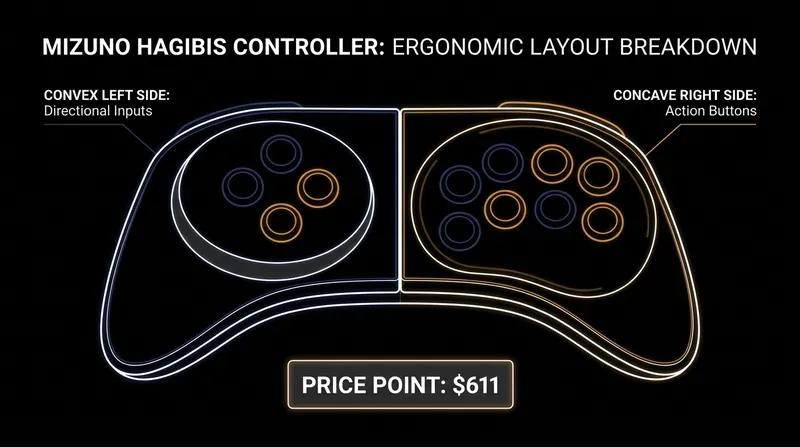 The Hagibis controller's split layout is designed to reduce wrist strain during extended play.