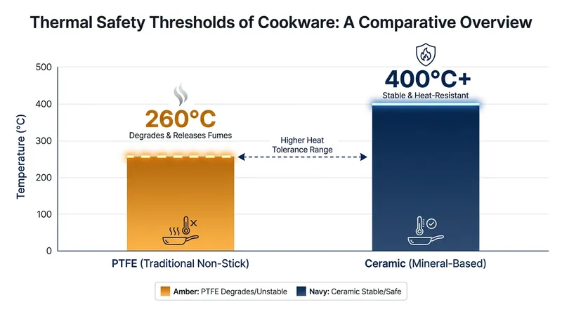 Thermal degradation points for common non-stick cookware coatings.