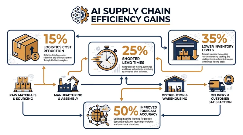 Beyond manufacturing, early adopters are utilizing AI to drive significant efficiencies in global logistics and supply chain management.