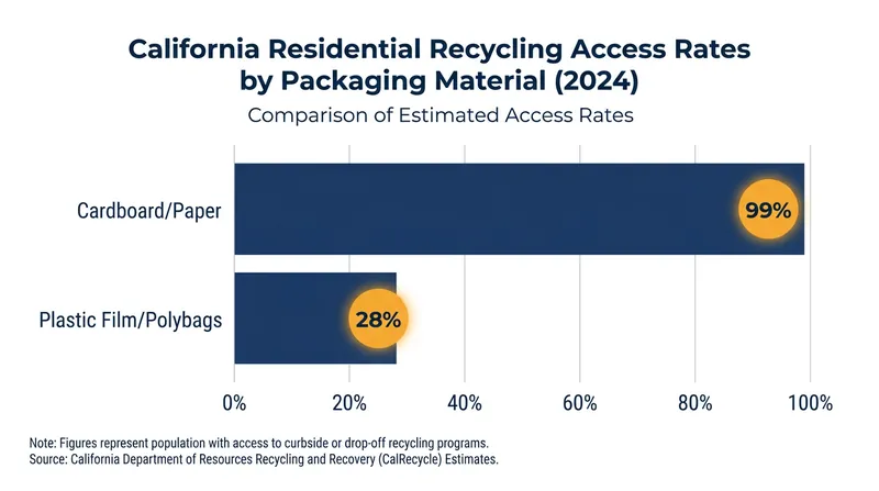 Flexible plastic films fall far short of the 60 percent threshold required by the paused legislation.