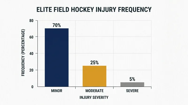 The vast majority of field hockey injuries result in little to no time lost from competition.