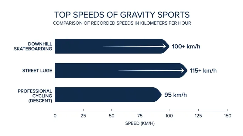 Top speeds reached in professional downhill gravity racing.
