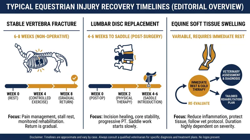 Recovery timelines vary wildly depending on the injury, but modern interventions are helping athletes return to the saddle faster.